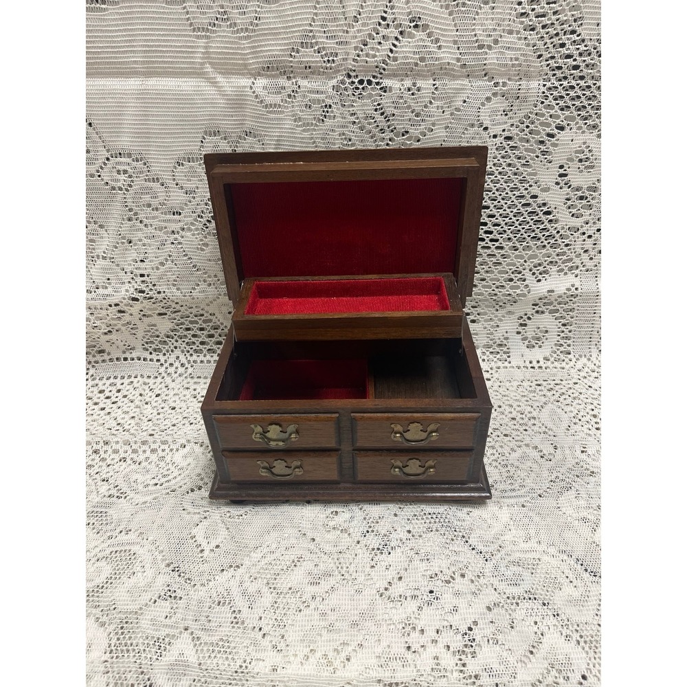 Vintage Wooden Musical Jewelry Box 9in x5 in